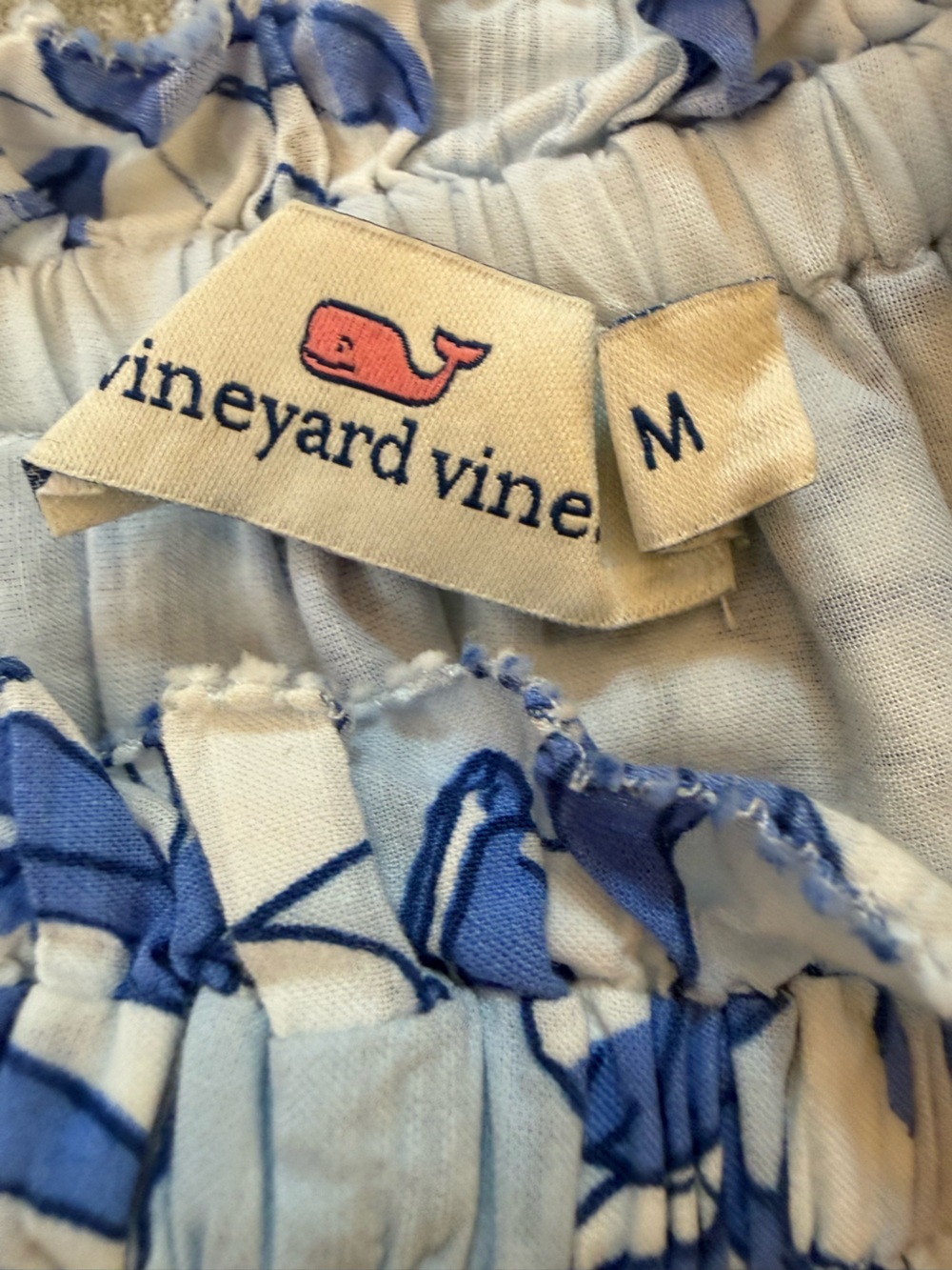 Vineyard Vines Painted Palm Beach Ruffle Blouse Top Medium - Picture 8 of 9